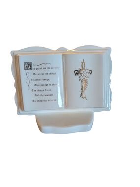 Vintage Ceramic Serenity Prayer Tabletop Figurine Religious Home Decor